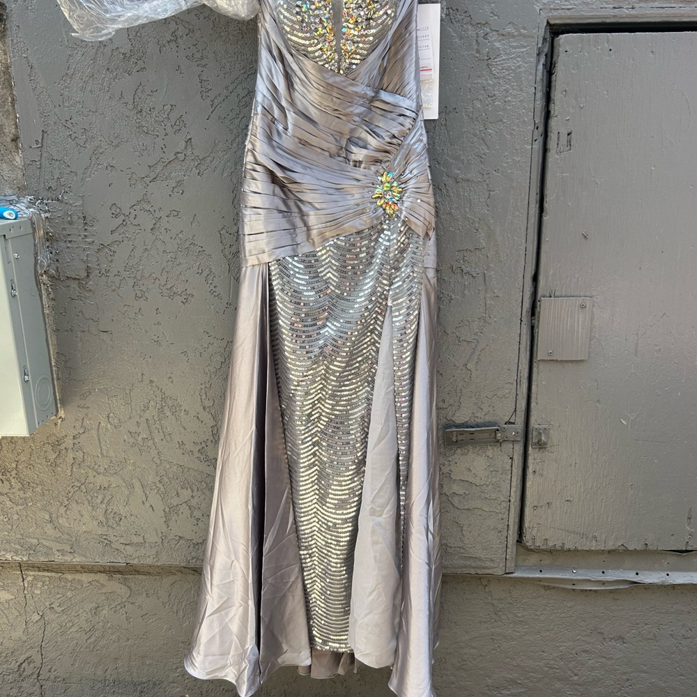 Elegant Silver Evening Gown